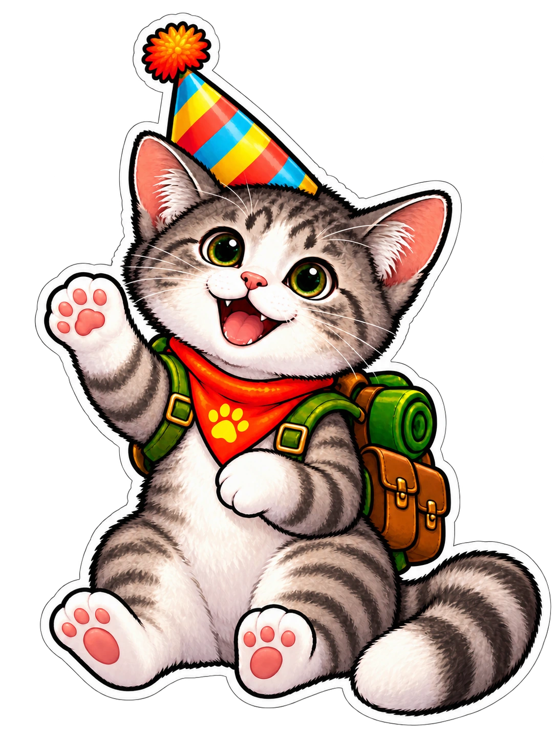 Their pet sits in a party hat and raises a paw